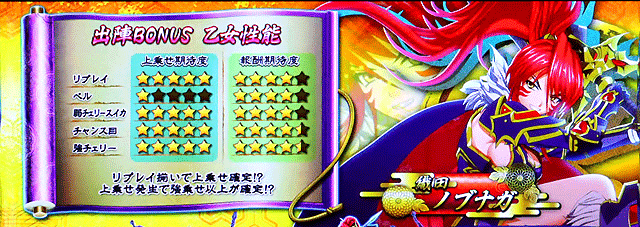 戦国乙女4 戦乱に閃く炯眼の軍師　pachinko gambling onlineでの上乗せ性能　ノブナガ